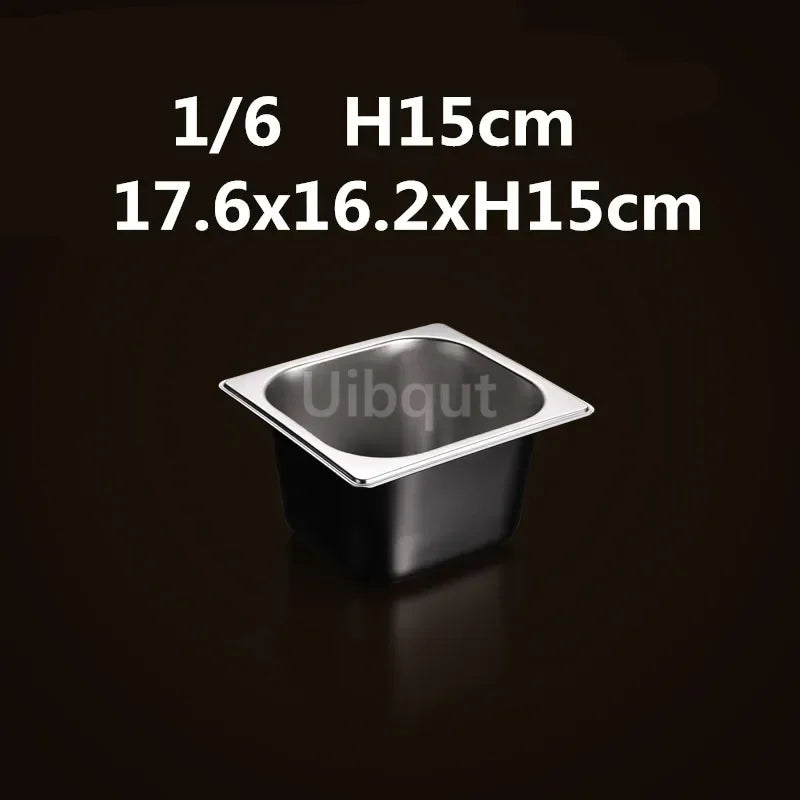 Square pot Kitchen Pans, 304 stainless steel 1/9 1/6 1/4 1/3 Food Chafing pans, Buffet Containers Lid 0.7 mm