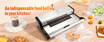 Commercial Vacuum Sealer Machine, Multifunction Automatic Food Packaging with Bag Roll Storage, Cutter for Home Kitchen