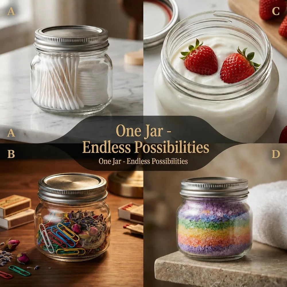 12-Pack 8 oz Mason Jars with Airtight Lids, Labels & Twine