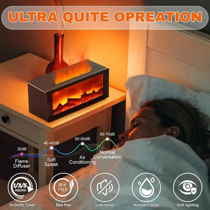 Upgraded 300ml Fireplace Diffuser, Essential Oil, 7 Colorful Large Flame Fire Humidifier Changing Aroma Diffuser for Aromatherapy