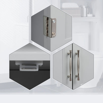 Modern over the Toilet Storage Cabinet, Double Door Bathroom Organizer with Inner Adjustable Shelf and Open Shelf, Grey