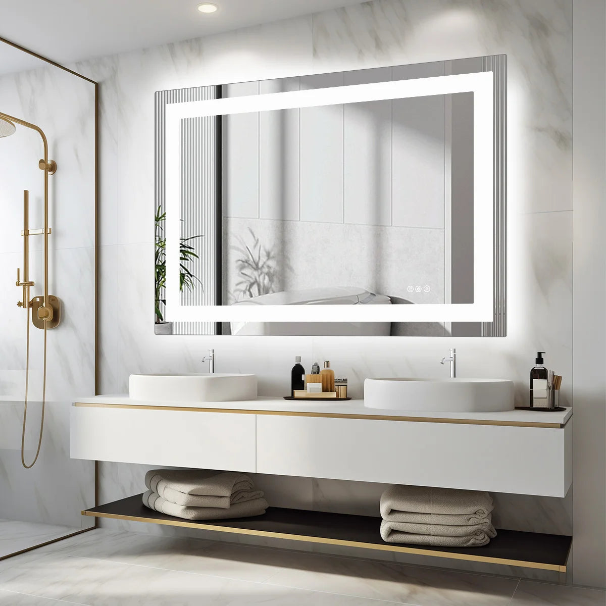 36"x 24"LED Mirror Tempered Glass with Front Light and Backlit