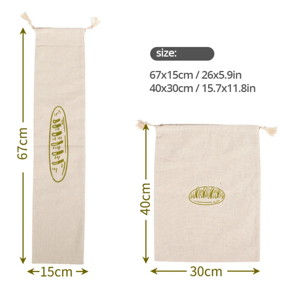 Linen Bread Bags with Drawstring For Loaf, Homemade Artisan Bread Storage,Reusable