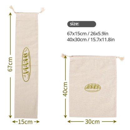 Linen Bread Bags with Drawstring For Loaf, Homemade Artisan Bread Storage,Reusable