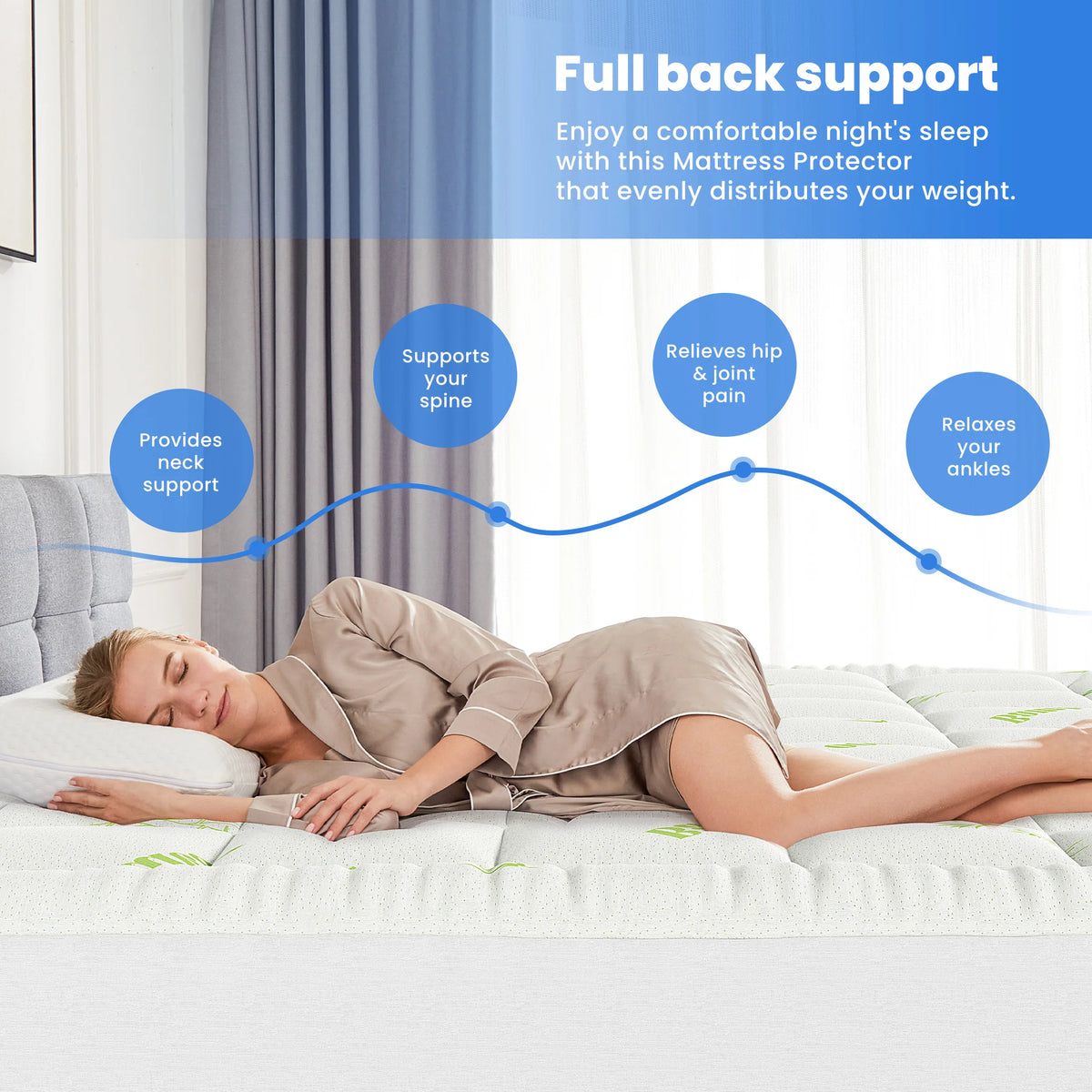400g Bamboo Viscose Mattress Topper, Ultra Soft Pillow Top Mattress Pad with Stretchable Pockets, Breathable Cooling Topper