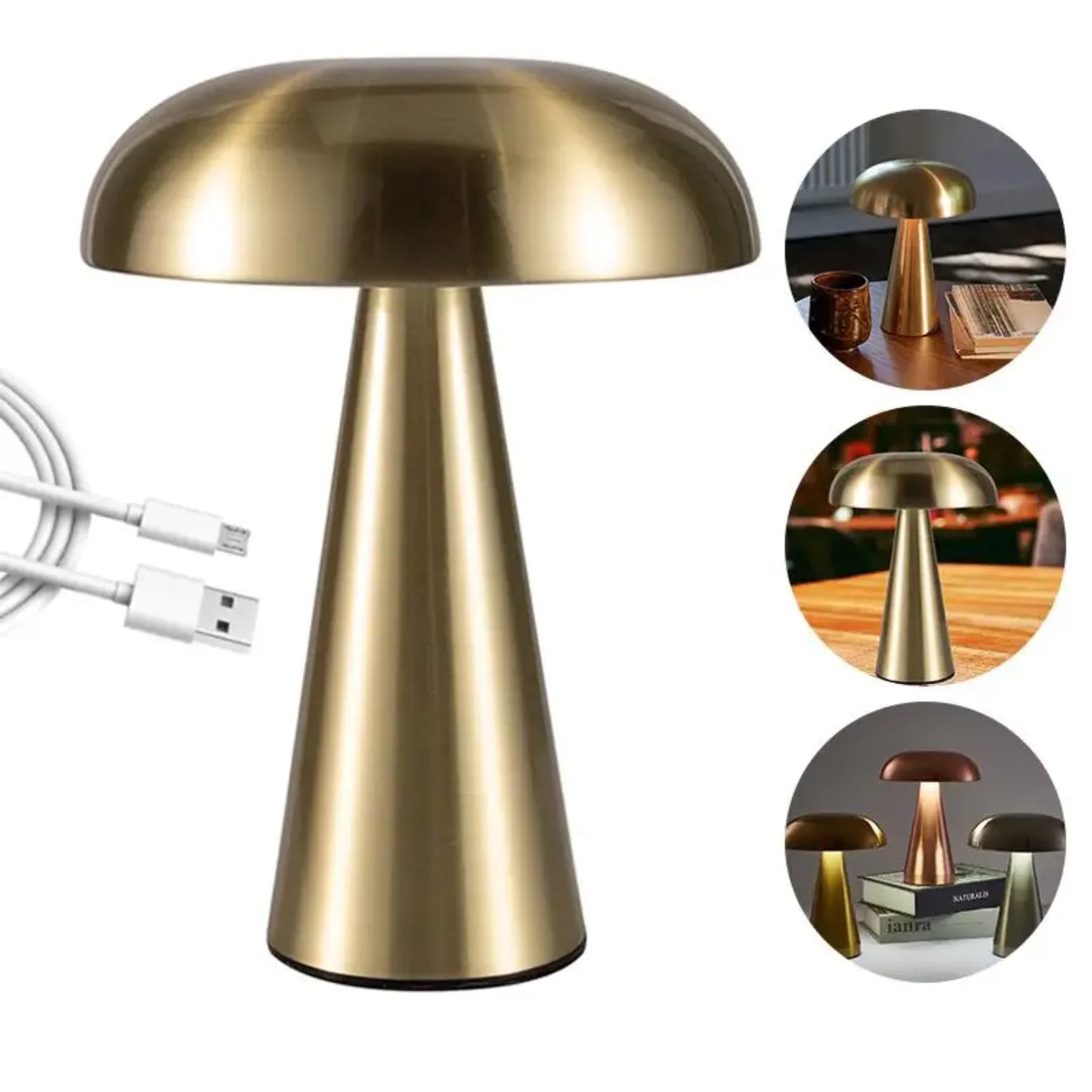 Mushroom Lamp LED Table Lamps, Touch Dimming Rechargeable