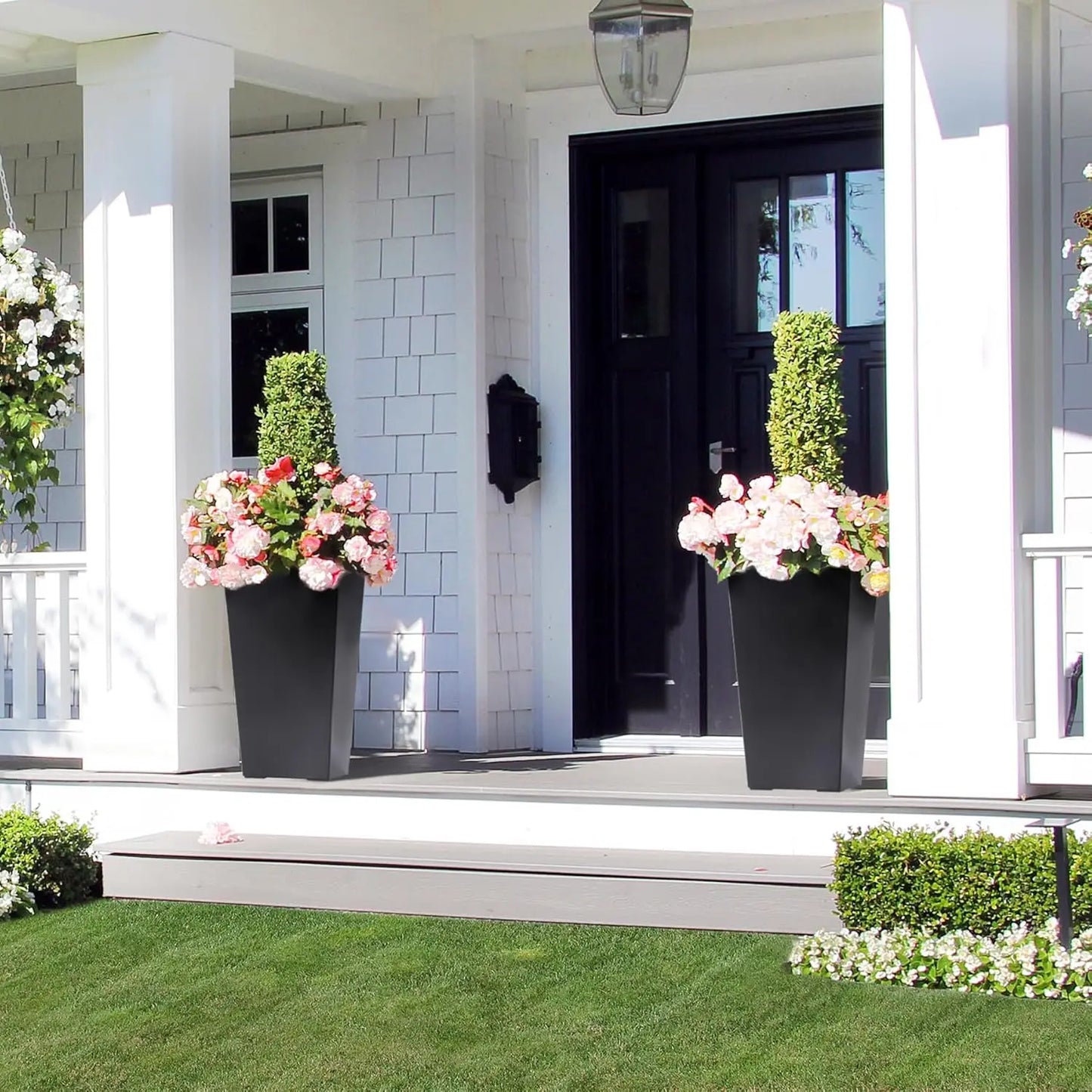 2 PCS 22.4 Inch Tall Plastic Planter for Indoor ＆ Outdoor