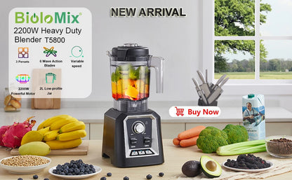 BPA Free 3HP 2200W Heavy Duty Grade Blender, High Power Food Processor
