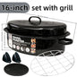 16 Inch Roasting Pan with Lid-Enamel Carbon Steel-Excellent Heat Distribution and Non-stick