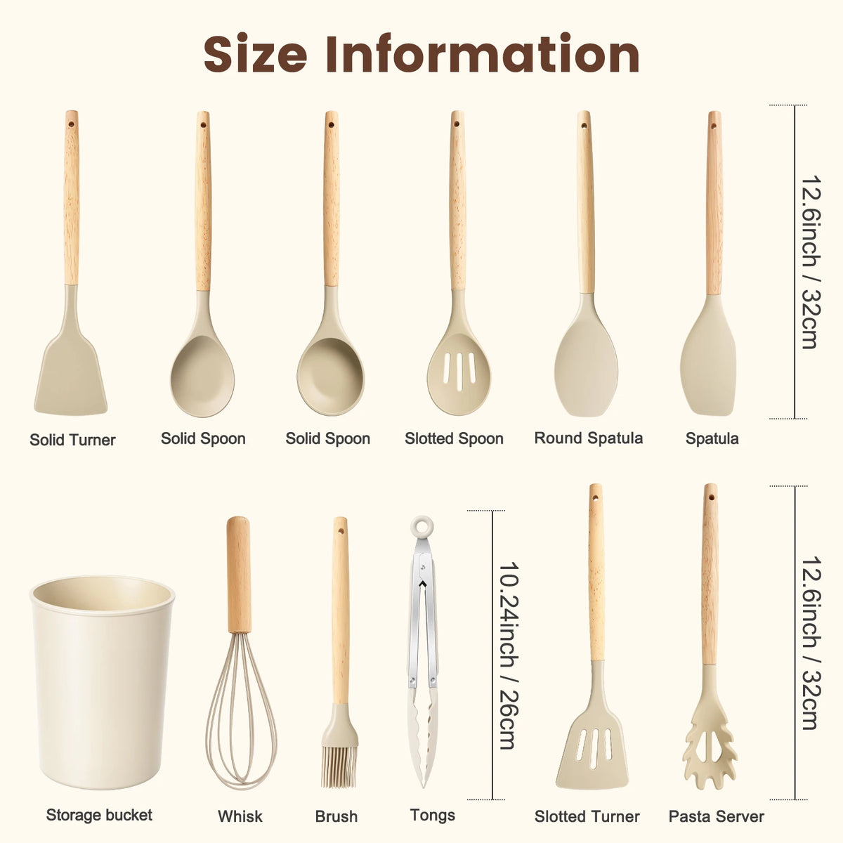 Silicone Wooden Handle 44-Piece Non-Stick  Kitchen Utensil Set, Food-Grade Heat-Resistant Cookware Set for Kitchen & Baking