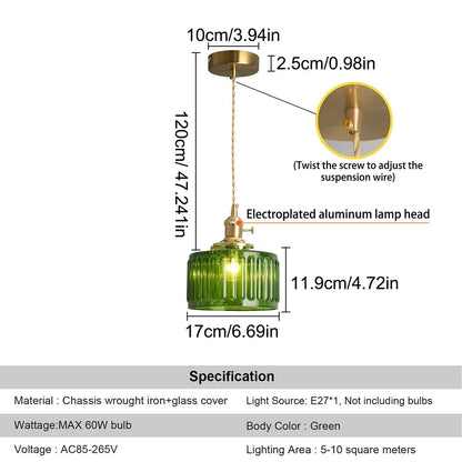 Led Crystal Pendant Light, Green Chandelier Modern Hanging Ceiling Lamp, Retro Home Decor