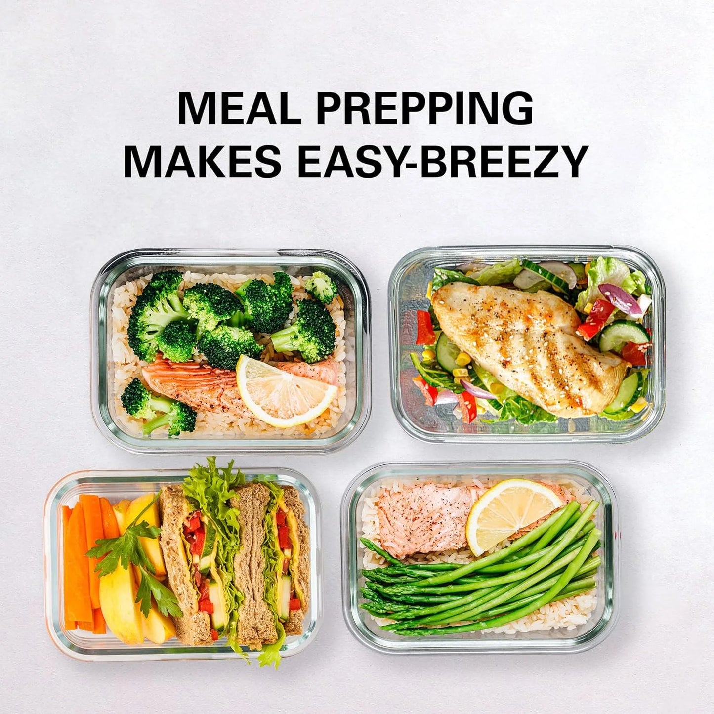 8-Pack Airtight Glass Food Storage Containers for Microwave,Oven,Freezer and Dishwasher