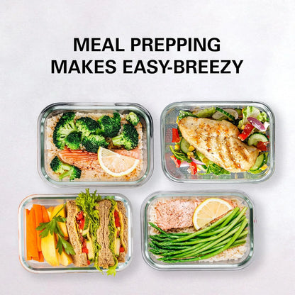8-Pack Airtight Glass Food Storage Containers for Microwave,Oven,Freezer and Dishwasher