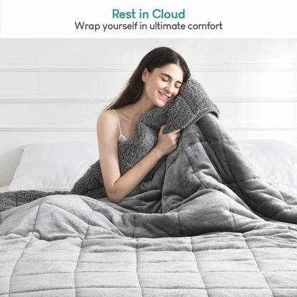 Sherpa Fleece Weighted Blanket, 48 x 72 inches, Grey