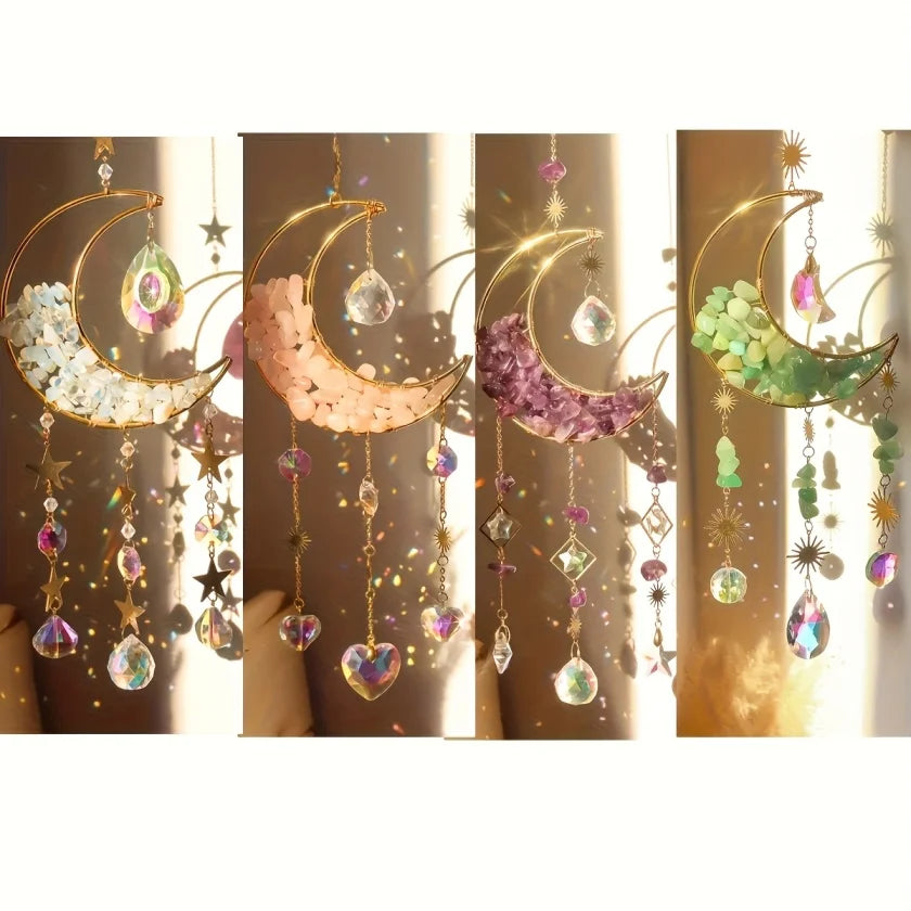 1pc Amethyst Moon Crystal Prism Daylight Catcher