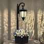 Solar Lamp Post Light with Planter, with Crackle Glass, for Garden Patio