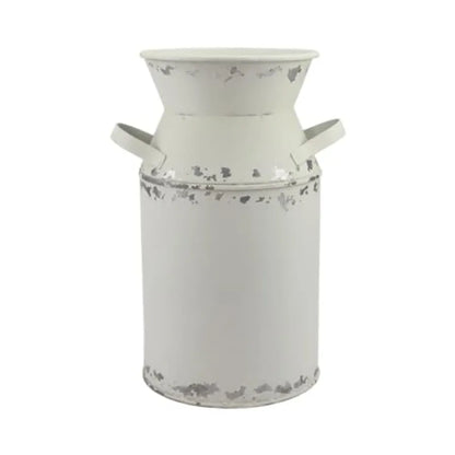 Galvanized White Milk Can, Antique Retro Vase