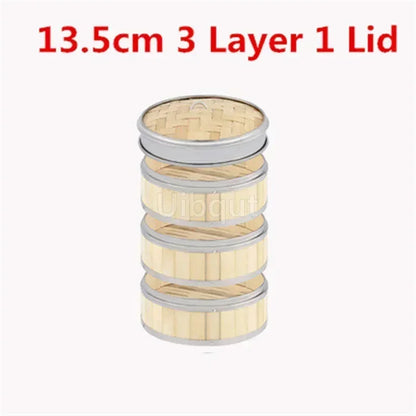 Bamboo Food Steamer basket with Stainless Steel Banding