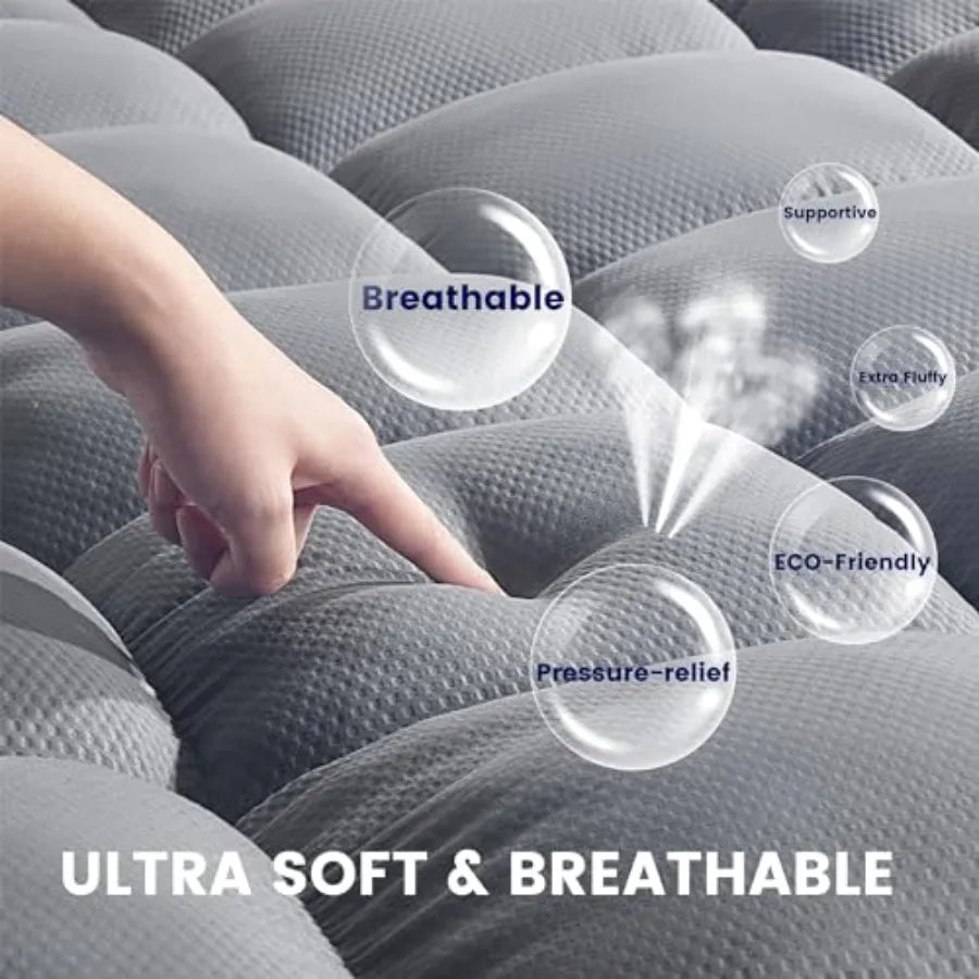Mattress Topper, Extra Thick Fitted Mattress Pad w/ Deep Pockets