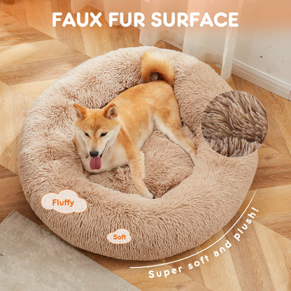 Calming Dog Bed for Medium to Large Dogs, Washable Anti-Slip Round