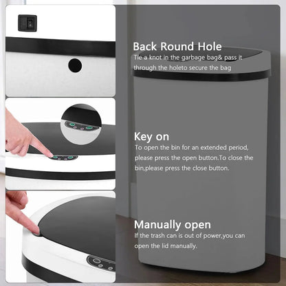 13 Gallon/50 L Kitchen Trash Can with Touch-Free Lid