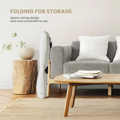 Cozy Saucer Chairs of Soft Faux Fur, Folding Lounge for Living Room, Padded Seat Metal Frame