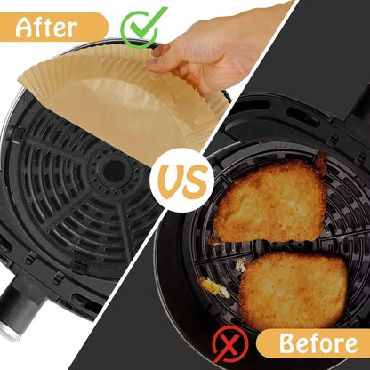 125 Pcs Disposable Air Fryer Liners, Unbleached Paper for 4-8QT Baskets, BPA-Free, Heat Resistant to 450°F