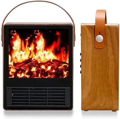 Electric Fireplace Heater 1500W with 3D Flame, Walnut Finish
