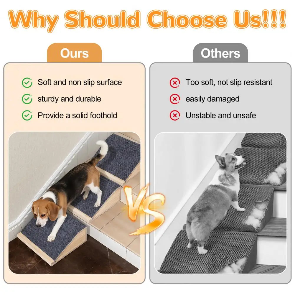 Wooden Pet Ramp, Low Angle for Small Dogs/Cats, Easy Assembly