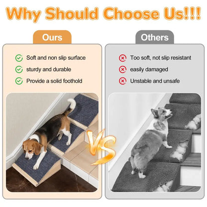Wooden Pet Ramp, Low Angle for Small Dogs/Cats, Easy Assembly