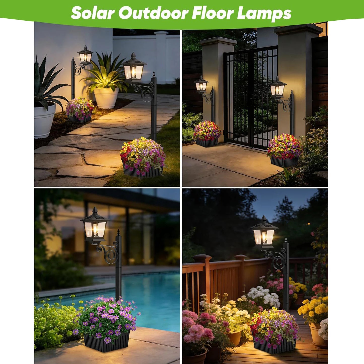 2 In 1 Outdoor Planter w/ Solar Light, Freestanding