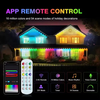 Smart Permanent Outdoor Lights for Eaves, IP67 Waterproof Light String with App Remote Control, Music Sync for House Roof Decor