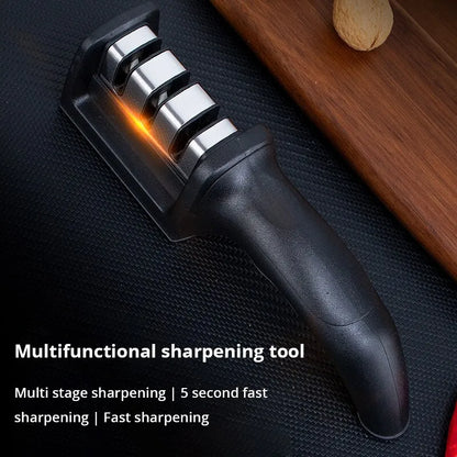1Pc Black Kitchen Three Segment Knife Sharpener