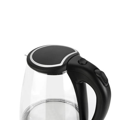 110V 1200W 1.8L Electric Glass Kettle, US Plug, Borosilicate Glass, Blue LED Auto Shut Off 360 Rotation Base