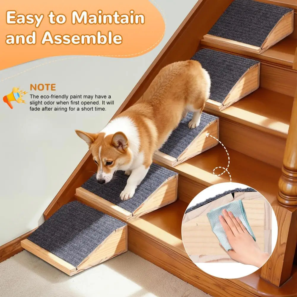 Wooden Pet Ramp, Low Angle for Small Dogs/Cats, Easy Assembly