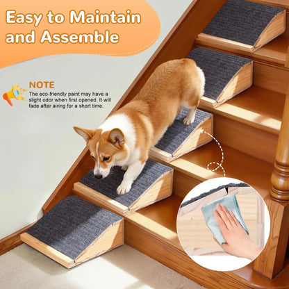 Wooden Pet Ramp, Low Angle for Small Dogs/Cats, Easy Assembly