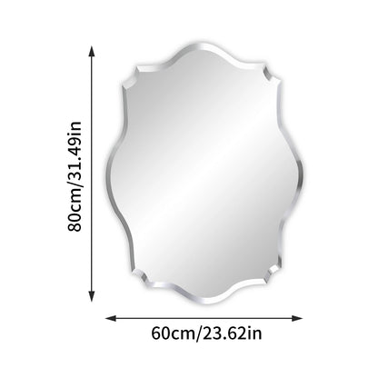 Wall Mirror, Scalloped Frameless Beveled Edge, Polished for Bathroom, Living Room, Vanity, Bedroom, Slive