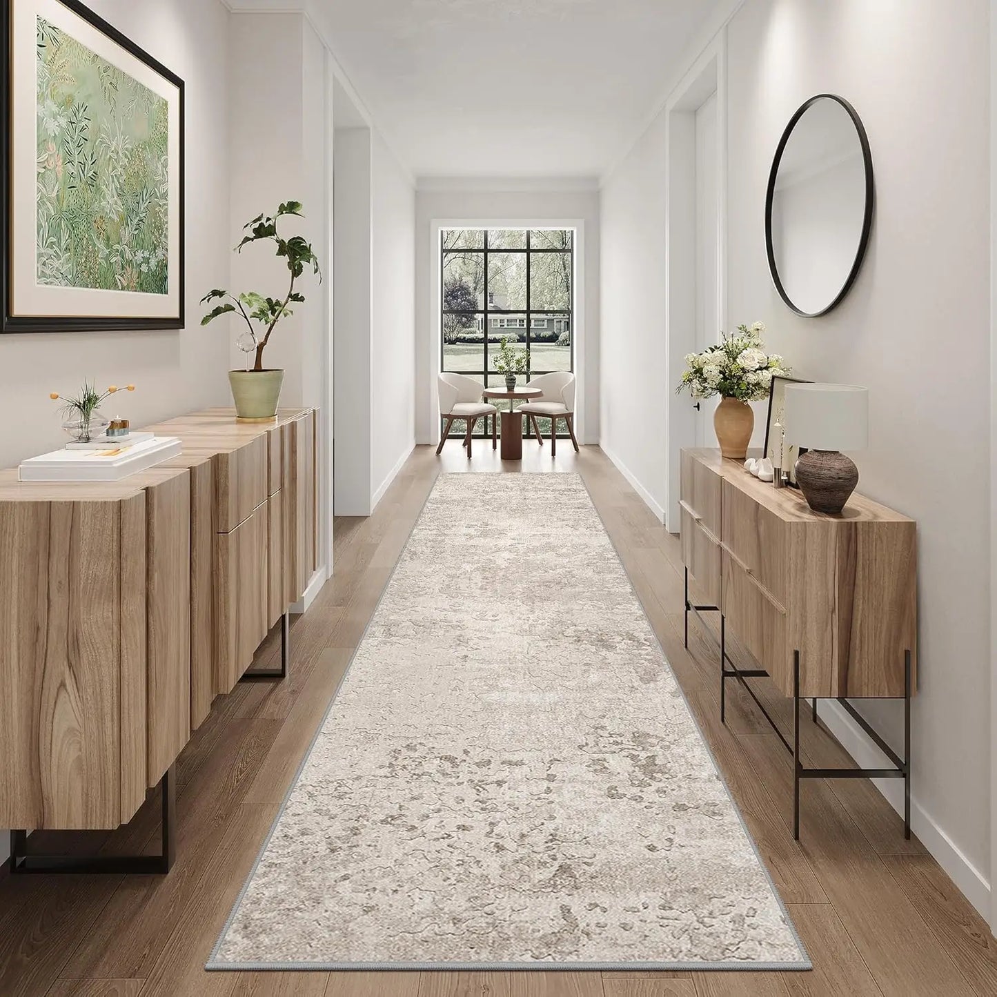 Runner Rug - Washable,  Non-Slip Runner , Beige