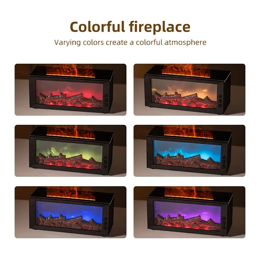 300ml Flame Effect Humidifier & Aroma Diffuser,  with Remote & Timer, Auto Shut Off, Realistic Fireplace for Home Decor