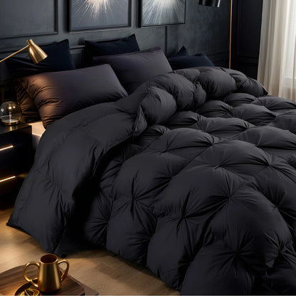 Opulent Pinch-Pleated Goose Down Duvet, Suitable for All Seasons, 100% Cotton Fabric