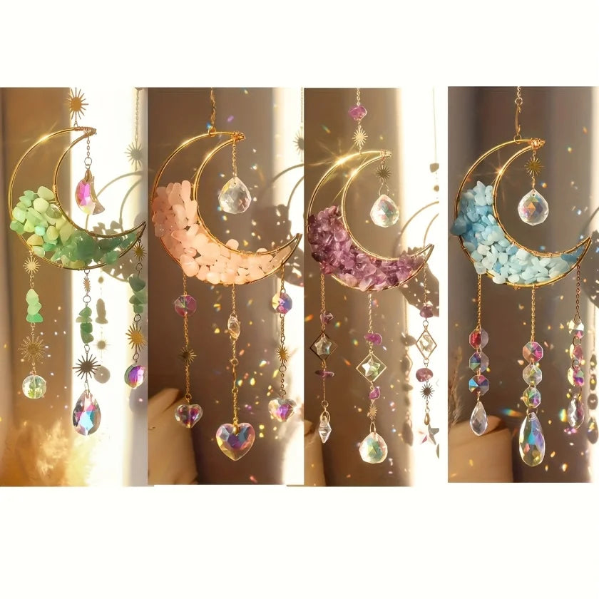 1pc Amethyst Moon Crystal Prism Daylight Catcher