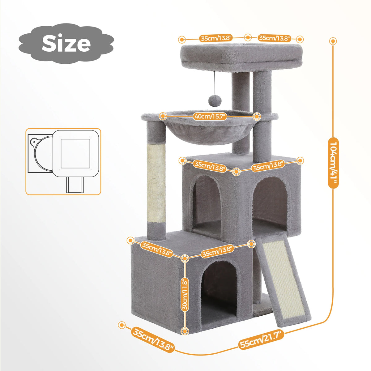 Large Cat Tree for Indoor Cats, Multi-Level Tower with Spacious Condos, Sisal Scratching Pad