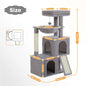Large Cat Tree for Indoor Cats, Multi-Level Tower with Spacious Condos, Sisal Scratching Pad