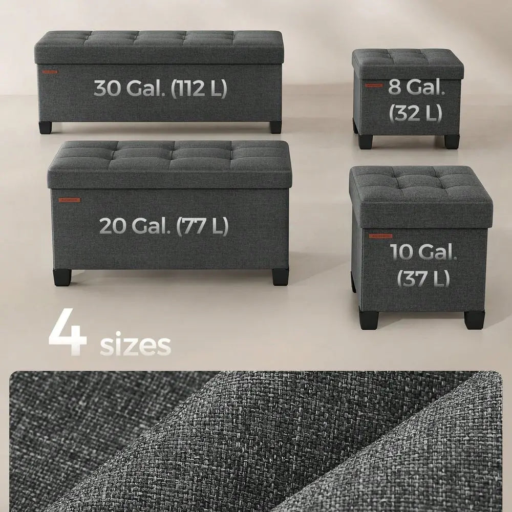 Storage Ottoman Bench, Foldable Foot Rest With Legs, 15 X 30 X 15.2 Inches