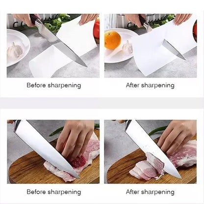 3-Segment Knife Sharpener for Kitchen, Stainless Steel Three-Purpose Sharpening Stone