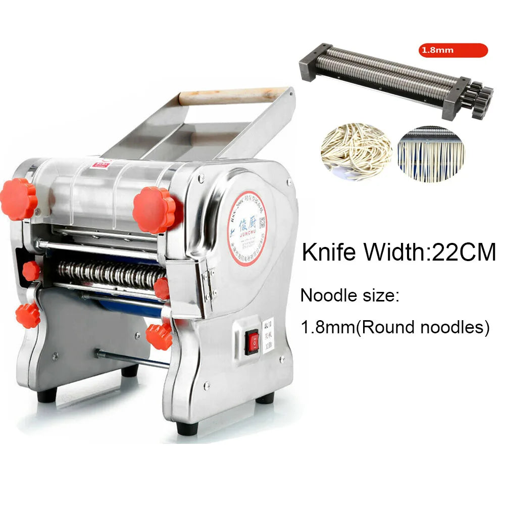 550W Electric Pasta Maker Noodle Machine, Dumpling Skin Roller, Full Stainless Steel Dual Knife Noodle Maker