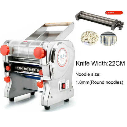 550W Electric Pasta Maker Noodle Machine, Dumpling Skin Roller, Full Stainless Steel Dual Knife Noodle Maker