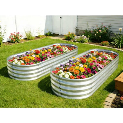 6 ft x 2 ft Raised Garden Bed, Metal Elevated Planter for Vegetable Flower Herb 2pk