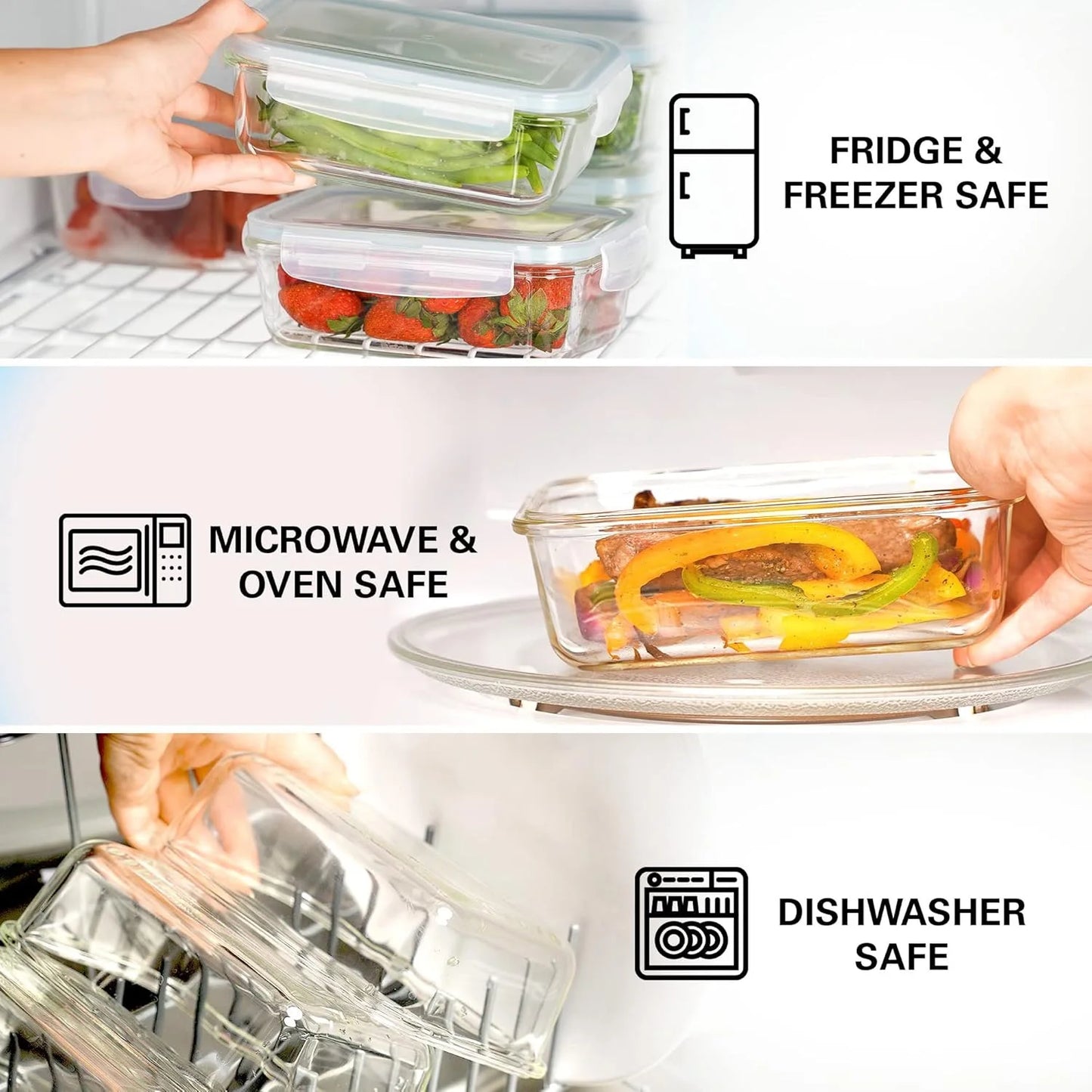 8-Pack Airtight Glass Food Storage Containers for Microwave,Oven,Freezer and Dishwasher