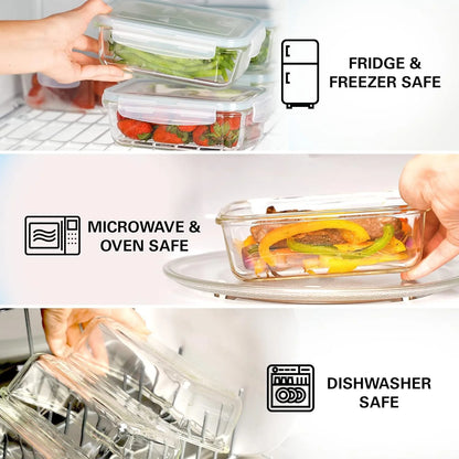 8-Pack Airtight Glass Food Storage Containers for Microwave,Oven,Freezer and Dishwasher